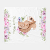 Cute Pink Floral Woodland Squirrel Fleece Deken (Voorkant (Horizontaal))