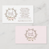 Cute Pink Floral WreatBook Request Baby shower Informatiekaartje (Voorkant / Achterkant)