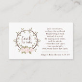 Cute Pink Floral WreatBook Request Baby shower Informatiekaartje (Voorkant)