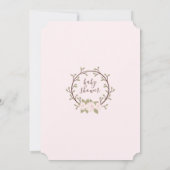Cute Pink Floral Wreated Baby shower Kaart (Achterkant)