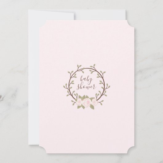 Cute Pink Floral Wreated Baby shower Kaart (Achterkant)