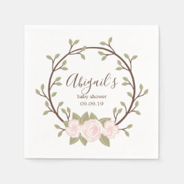 Cute Pink Floral Wreated Baby shower Servet