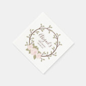 Cute Pink Floral Wreated Baby shower Servet (Hoek)