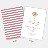 Cute Pink Floral Wreath Cross First Community Kaart