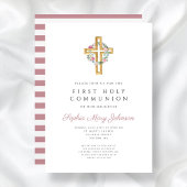 Cute Pink Floral Wreath Cross First Community Kaart