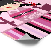 Cute Pink Flower Kokeshi Poster (Hoek)