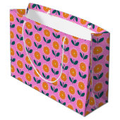Cute Pink Flower Pattern Trendy Chic Groot Cadeauzakje (Achterkant Gekanteld)
