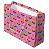 Cute Pink Flower Pattern Trendy Chic Groot Cadeauzakje (Voorkant Gekanteld)