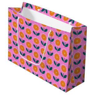 Cute Pink Flower Pattern Trendy Chic Groot Cadeauzakje