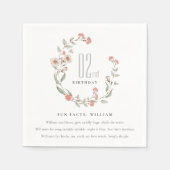 Cute Pink Flower Wreatl Girl Birthday Fun Facts Servet (Voorkant)