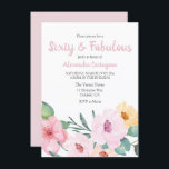 Cute Pink Flowers 60 & Fabulous 60th Birthday Kaart<br><div class="desc">Cute Pink Flowers 60 & Fabulous 60th Birthday Zie bijbehorend collectie</div>
