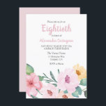 Cute Pink Flowers 80th Birthday Invite Kaart<br><div class="desc">Cute Pink Flowers 80th Birthday Invite Zie passend collectie</div>