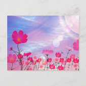 Cute Pink Flowers Blue Sunny Sky Bright Floral Briefkaart (Voorkant)
