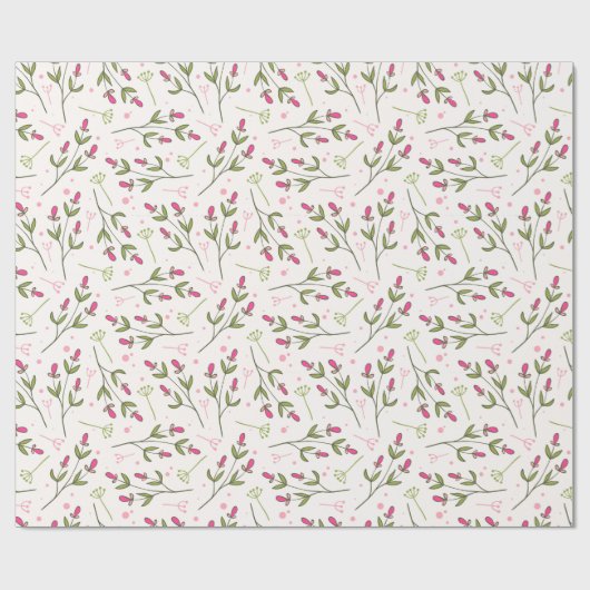 Cute Pink Flowers Pattern Cadeaupapier (Vlak)