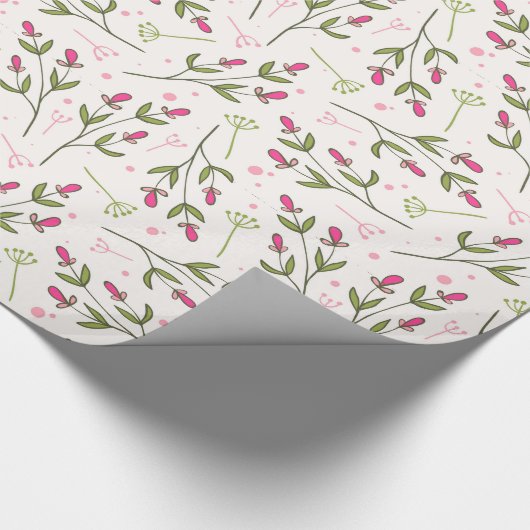 Cute Pink Flowers Pattern Cadeaupapier (Hoek)