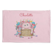 Cute Pink Fluffy Sock Monster Kids Design Kussensloop (Achterkant)