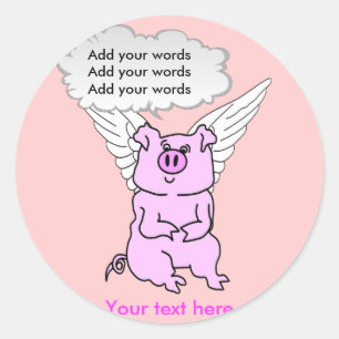 Cute Pink Flying Pig Ronde Sticker
