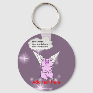 Cute Pink Flying Pig Sleutelhanger