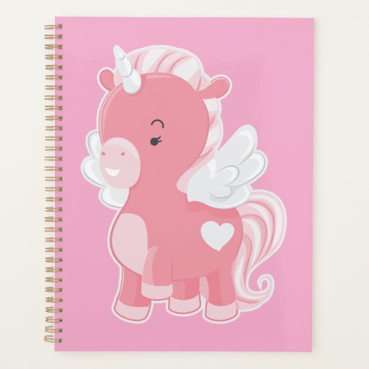 Cute Pink Flying Unicorn Pegacorn Planner (Voorkant)