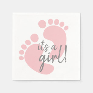 Cute Pink Footprint Baby shower Servet