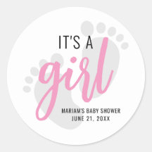 Cute Pink Footprint Het is een Girl Baby shower