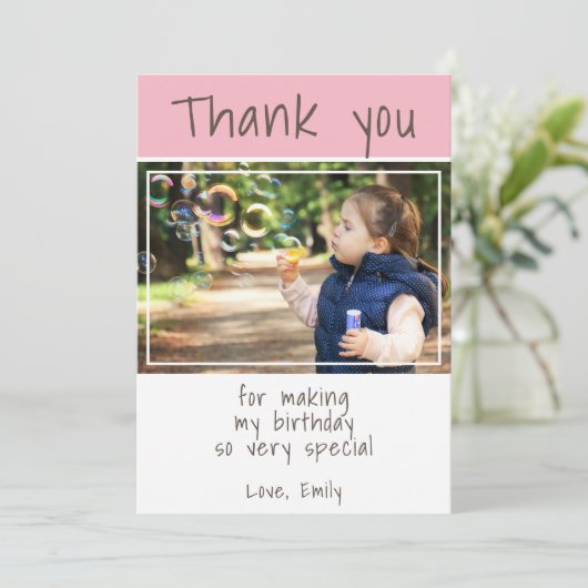 Cute Pink Foto Kinder Hartelijk dank (Staand voorkant)