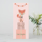 Cute Pink Fox 7th Birthday Invitation Save The Date (Staand voorkant)
