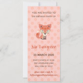 Cute Pink Fox 7th Birthday Invitation Save The Date (Achterkant)
