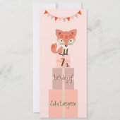 Cute Pink Fox 7th Birthday Invitation Save The Date (Voorkant)