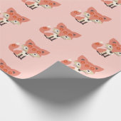 Cute Pink Fox Cadeaupapier (Hoek)