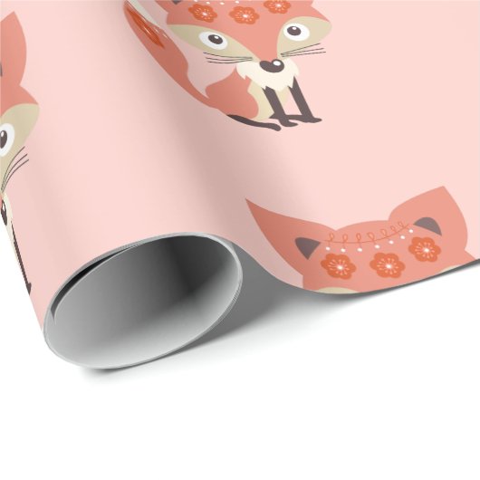 Cute Pink Fox Cadeaupapier (Rol Hoek)