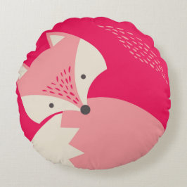 Cute Pink Fox Cartoon Round Pillow voor kinderen Rond Kussen