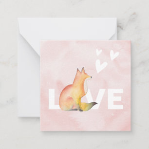 Cute Pink Fox Valentijnsdag Notitiekaartje