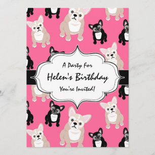Cute Pink French Bulldog Pattern Kaart