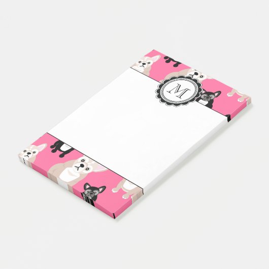 Cute Pink French Bulldog Pattern Post-it® Notes (Schuin)