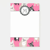 Cute Pink French Bulldog Pattern Post-it® Notes (Voorkant)