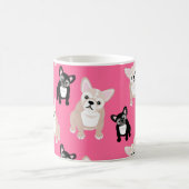 Cute Pink Frenchies French Bulldogs Koffiemok (Center)
