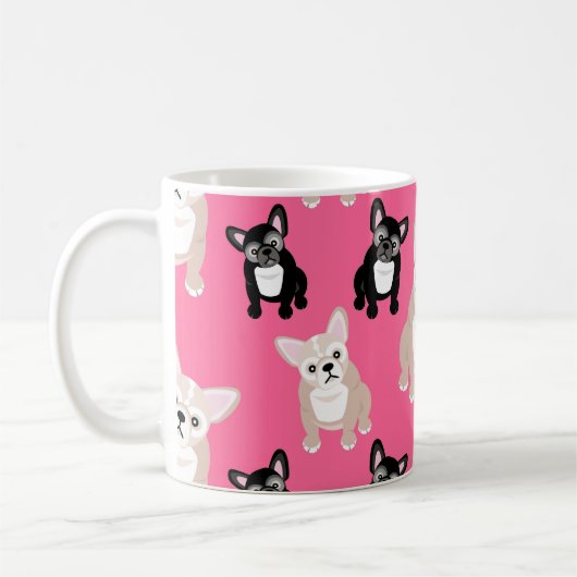 Cute Pink Frenchies French Bulldogs Koffiemok (Links)