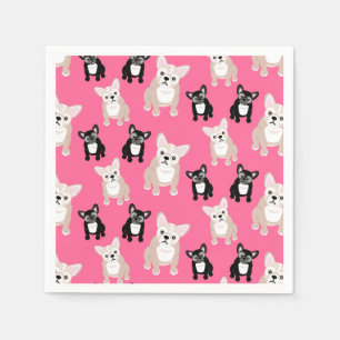 Cute Pink Frenchies French Bulldogs Servetten