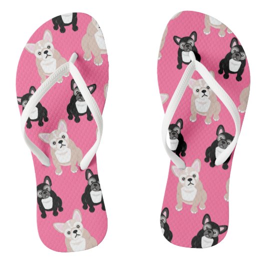 Cute Pink Frenchies French Bulldogs Teenslippers (Voetbed)