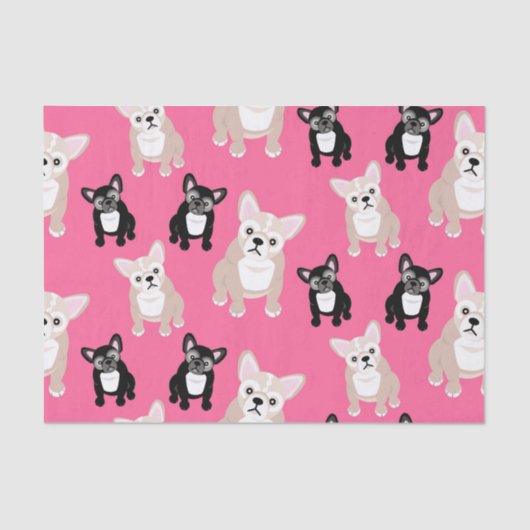 Cute Pink Frenchies French Bulldogs Tissuepapier (Voorkant)