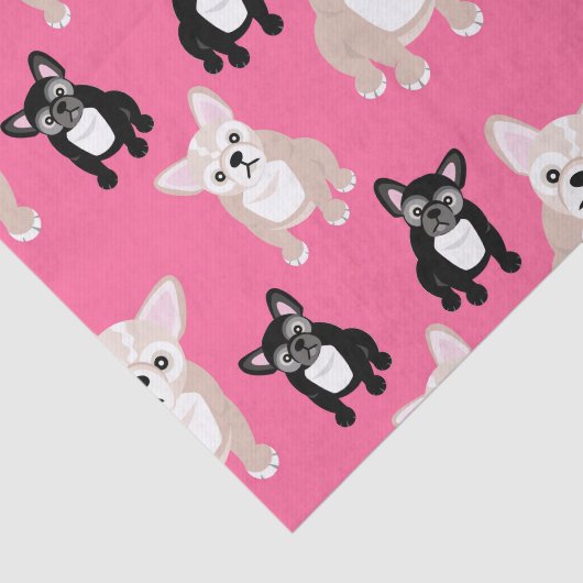 Cute Pink Frenchies French Bulldogs Tissuepapier (Detail)