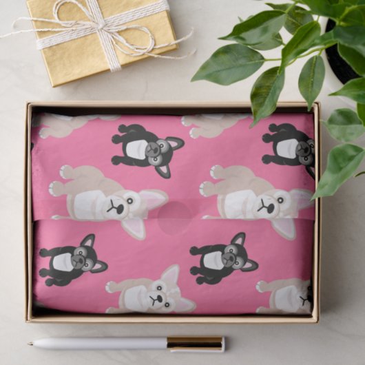 Cute Pink Frenchies French Bulldogs Tissuepapier (Geschenk)
