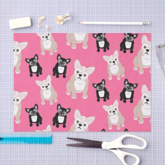 Cute Pink Frenchies French Bulldogs Tissuepapier (Craft)