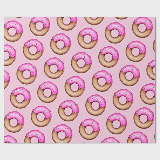 Cute Pink Frosted Donuts met Sprinkles Pattern Cadeaupapier (Vlak)