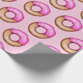 Cute Pink Frosted Donuts met Sprinkles Pattern Cadeaupapier (Hoek)