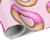Cute Pink Frosted Donuts met Sprinkles Pattern Cadeaupapier (Rol Hoek)