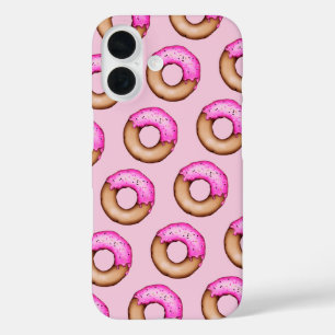 Cute Pink Frosted Donuts met Sprinkles Pattern iPhone 16 Hoesje