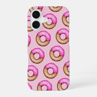 Cute Pink Frosted Donuts met Sprinkles Pattern iPhone 16 Hoesje