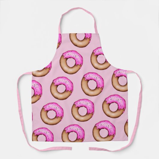 Cute Pink Frosted Donuts met Sprinkles Pattern Schort (Voorkant)